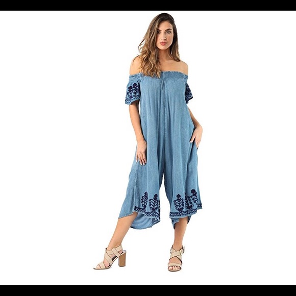 Pants - 🆕Off Shoulder Embroidered Jumpsuit